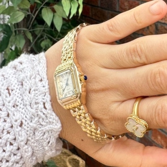 Panthere Classic Rectangle Stainless Steel Gold Watch - Picture 4 of 7